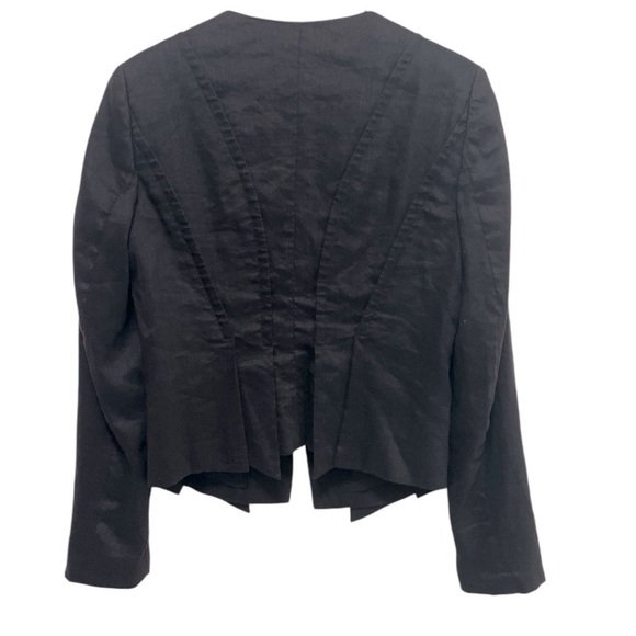 BEBE Linen Blend Black Cropped Pin Tuck Blazer Size 6 - Picture 2 of 8